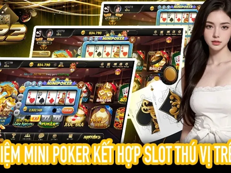 Bàn chơi Poker với các lá bài cộng đồng và chip cược, thể hiện sự căng thẳng và chiến thuật trong từng ván.